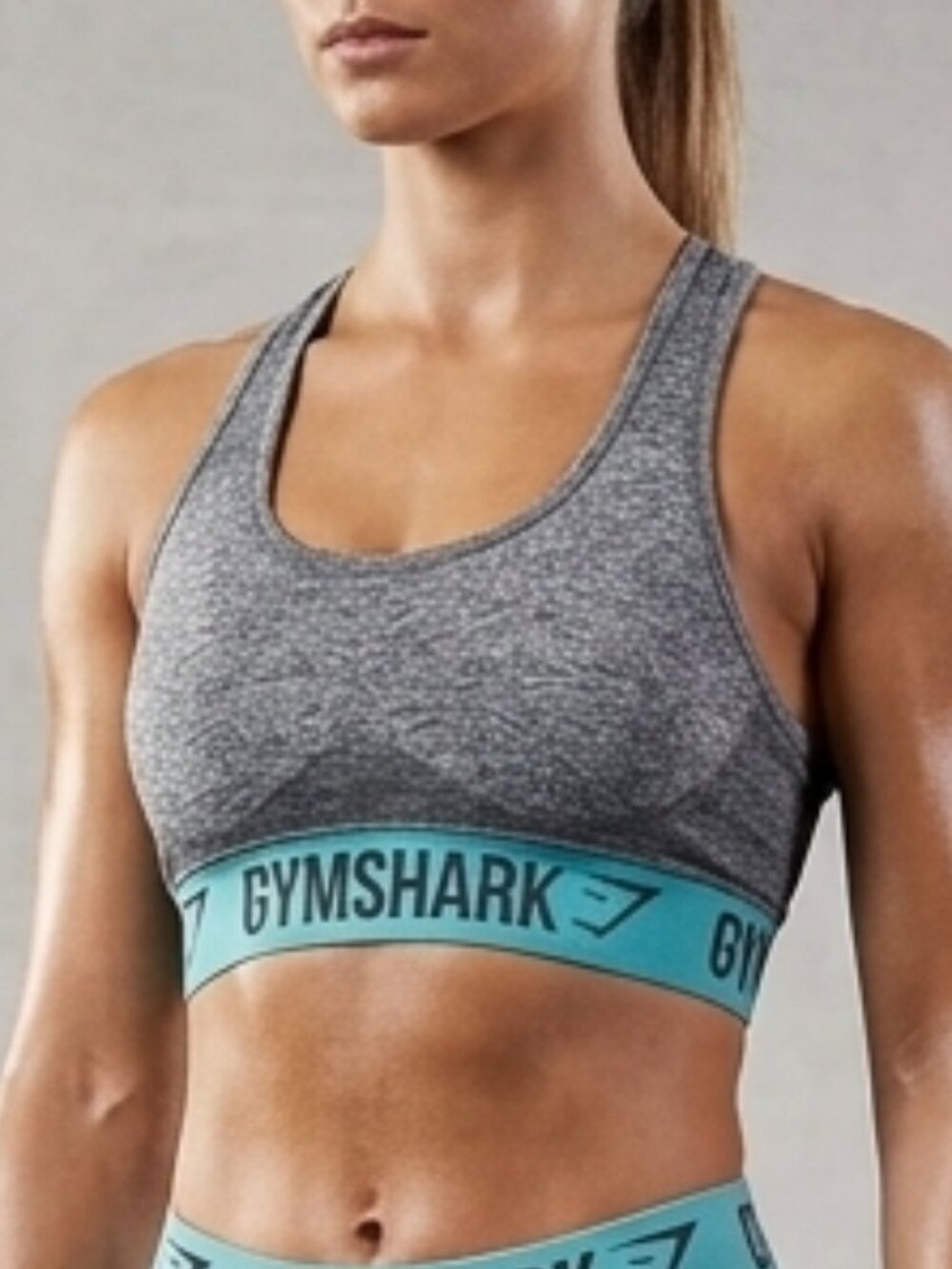 Gymshark Flex Seamless Blue Charcoal Racerback Sports Bra